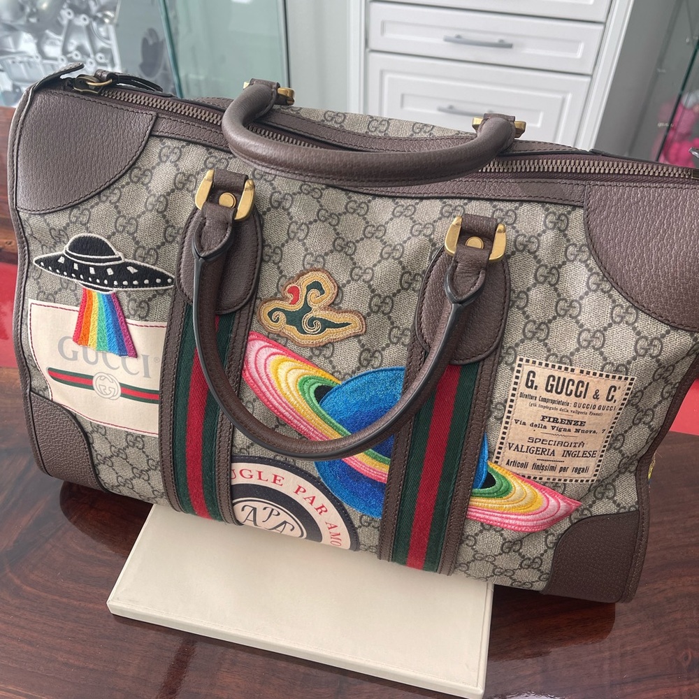 Gucci UFO Blind For Love Supreme Canvas Duffle Bag